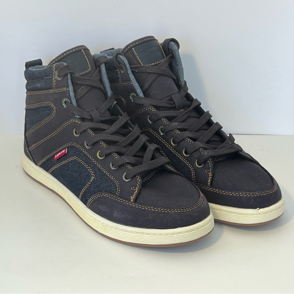 Levi 51757809U Blue Denim Canvas High Top Mens Shoes Size 8.5